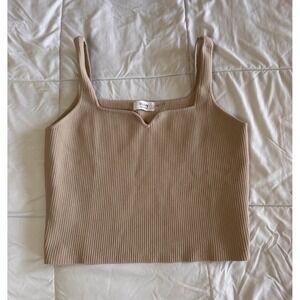Bluivy Women's Small Tan Ribbed Tank Top Size Large Stretchy Soft EUC